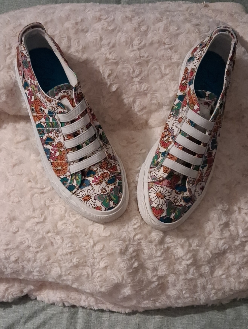 Colorful Floral Canvas Slip-On Sneakers with Elastic Straps